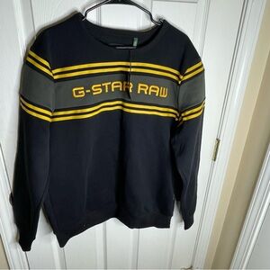 G-Star Raw Embroidered Crew neck Black With Yellow Gold and Grey Striped Size XL